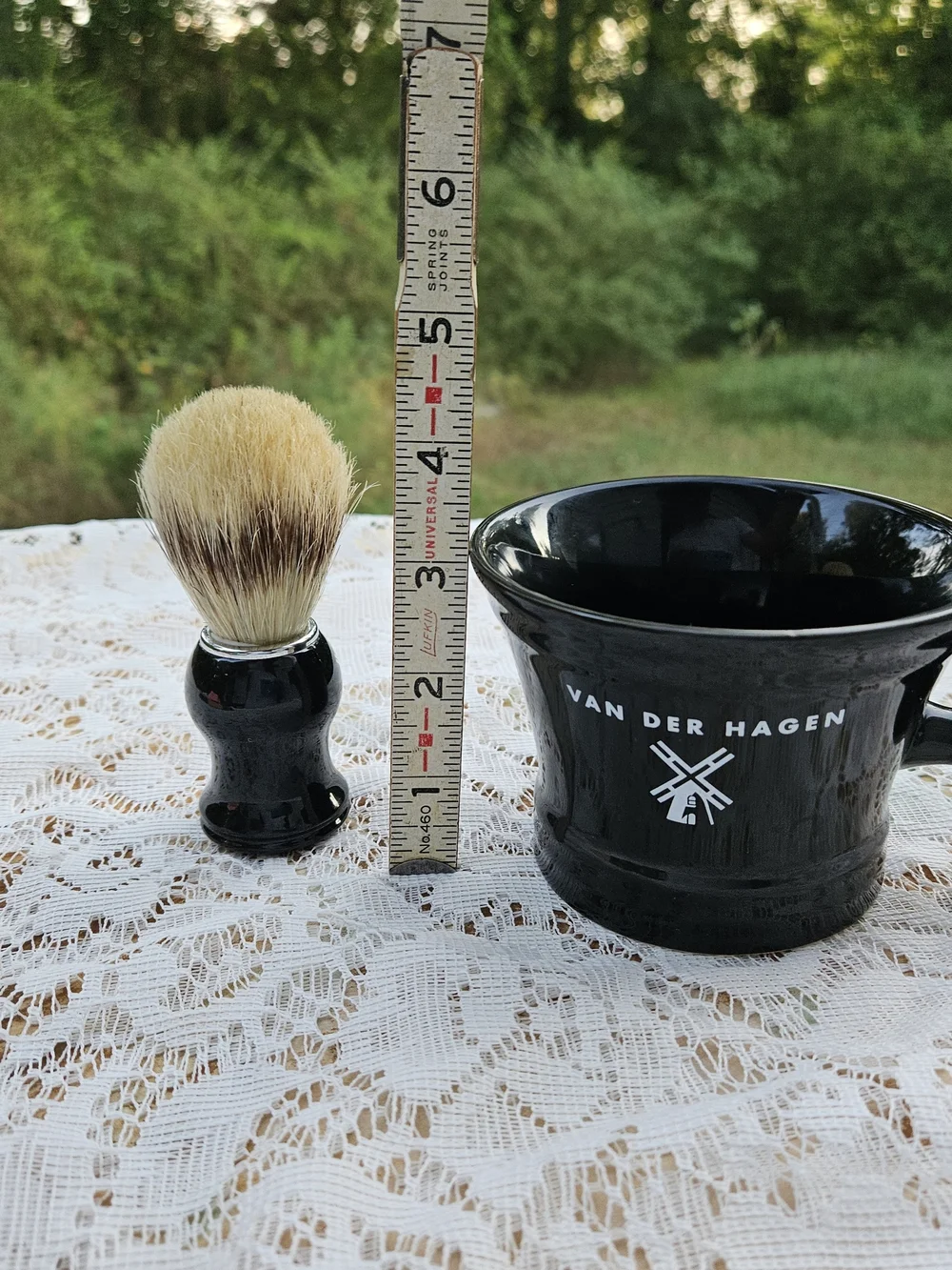 Black Ceramic Shaving Mug and Brush Set by Van Der Hagen